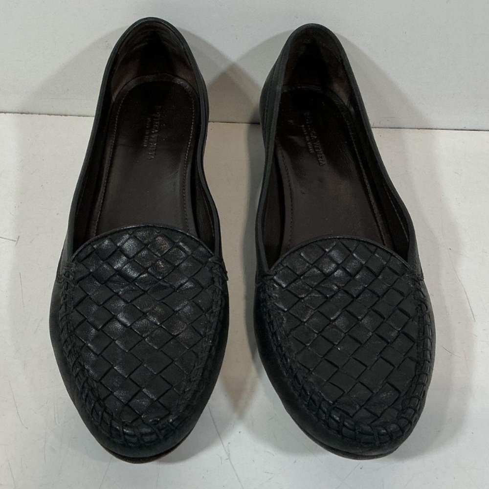 Bottega Veneta Woven Leather Black Women’s Kitten Heels Size 36.5